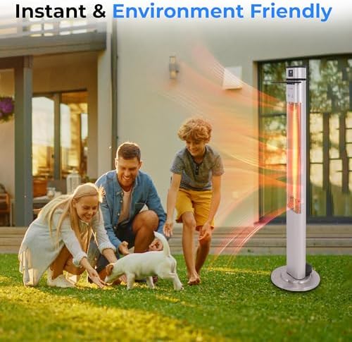 SereneLife Infrared Patio Heater, 1500W Electric Standing with Remote Control, IP44 Approved, Odorless, Three Power Settings, Indoor/Outdoor for Restaurant, Backyard, Garage, Decks - Image 5