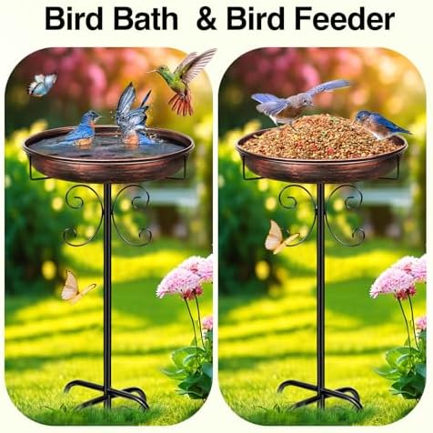 Daoeny 35In Metal Bird Bath for Outside, Vintage Freestanding Birdbaths & Birdfeeder, Bird Baths Feeder Bowl for Outdoors Garden Patio Yard Lawn Decor, Upgraded 5-Pronged Base (Antique Bronze) - Image 4
