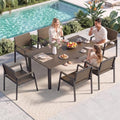 LazySunsets Outdoor Dining Set with Umbrella Hole (Charcoal, 7 Piece) by LazySunsets