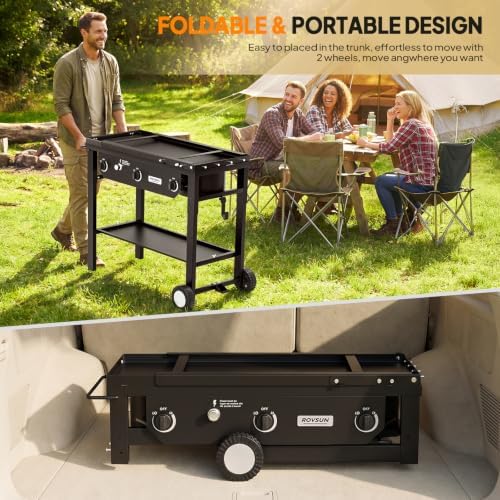 ROVSUN 3 Burner Propane Gas Stove with Foldable Workstation & Auto-Ignition - Image 4