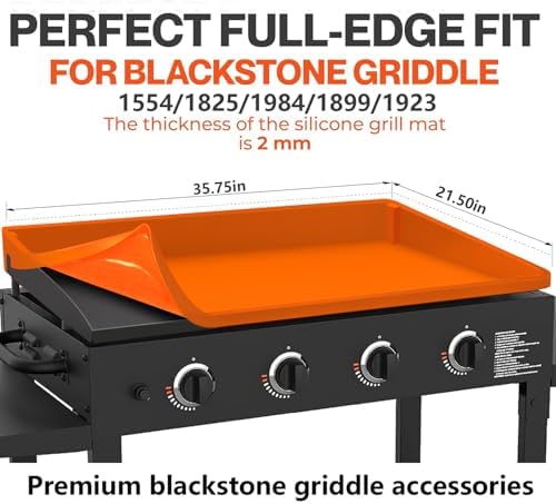 36" Upgraded Extra-Thick Silicone Griddle Mat for Blackstone 36 Inch Grill, Full-Wrap High Lip, Anti-Slip Grip-Fit, Food-Grade Protection Grill Cover to Keep Dirt/Pest Off & Help Reduce Rust - Image 4