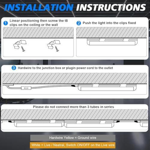 SHOPLED 8FT Led Shop Light 100W 15000LM 6500K Linkable Shop Light - Image 6