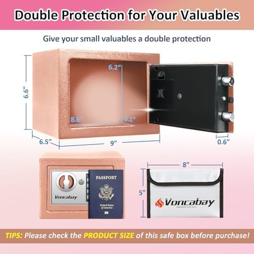 Voncabay Money Safe Box for Home with Digital Keypad, 0.23 Cu. Ft., Khaki - Image 3
