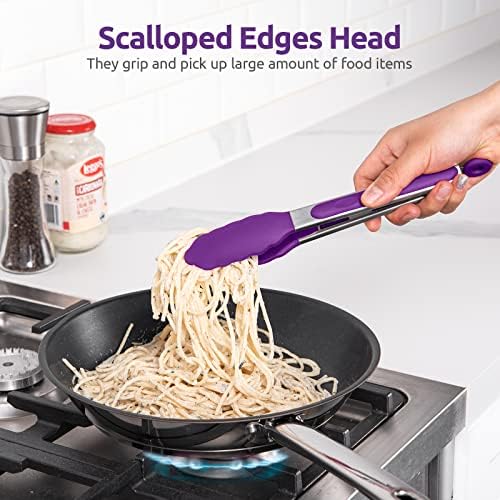 U-Taste Kitchen Tong for Cooking, 600ºF Heat-Resistant Silicone, 9in/Purple - Image 4