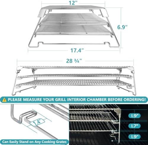 Jerky Racks for Traeger Smoker Woodridge Pro Beef Rack for Pit Boss Austin XL Parts Pellet Grill Large Smoking Accessories Cooling Warming Grate BBQ Accessories 29" Depth - Image 6