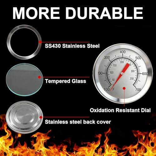 Grill Thermometer 2 Inch Dual Scale Waterproof 100-700F - Image 4