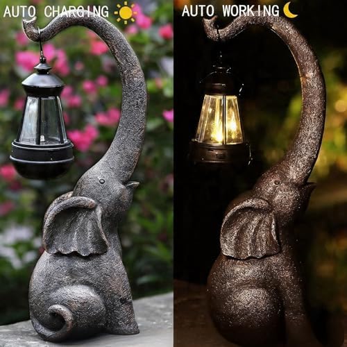 IVCOOLE Elephant Statue, Elephant Garden Statue with Solar Light, Elephant Decor, Outdoor Elephants Statue, Elephants Gifts for Mom - Image 3