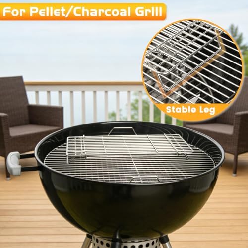Grill Rack for Blackstone Griddle Warming Grid Taco Hot Dog Racks Upper Shelf for Weber Pit Boss Nexgrill Tabletop Flat Top BBQ Cooking Grilling Parts Stainless Steel Adjustable Warm Grates - Image 6