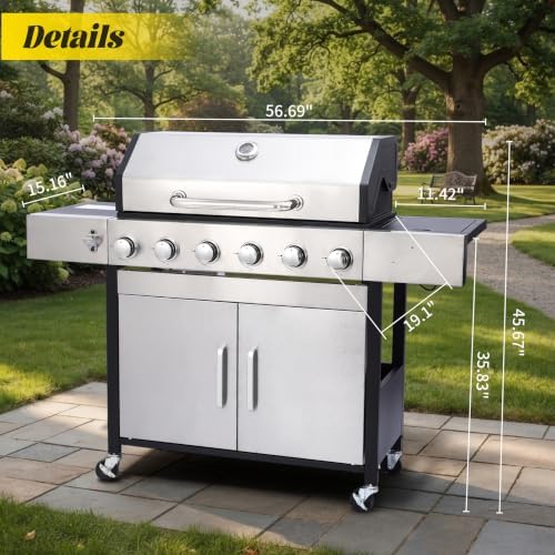 6-Burner Gas Grill Griddle Combo with Side Burner - Image 2