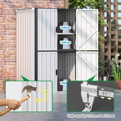 AECOJOY Outdoor Storage Cabinet Waterproof, 70'' Large Vertical with Floor - Image 5