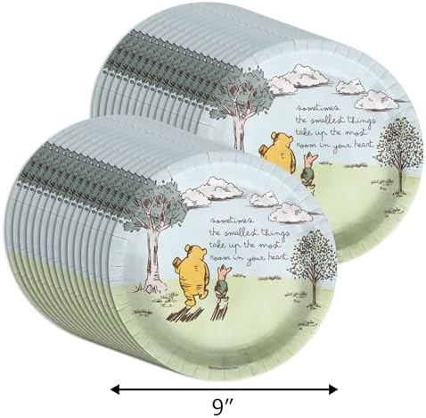 Birthday Galore Pooh Bear The Smallest Things Baby Shower - 32 Piece Disposable Party Supplies - Summer Baby Shower Decorations - Round Party Plates - Large 9" Paper Plates In Bulk - Image 2