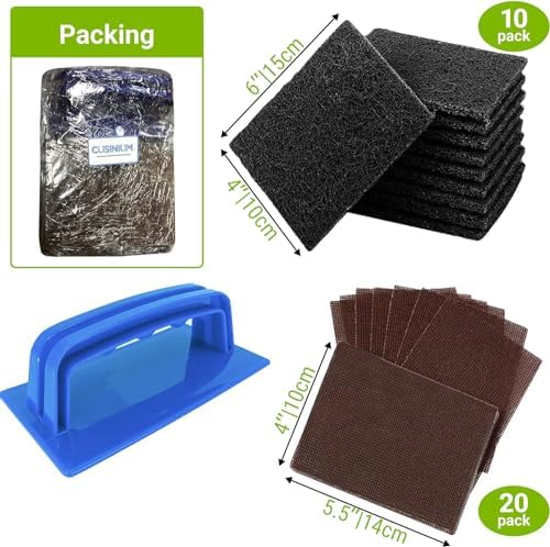 CUSINIUM 31-piece Griddle Cleaning Kit: 1 Screen Holder, 20 Screens, 10 Cleaning Pads - Image 2