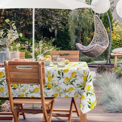 Outdoor Tablecloth with Umbrella Hole Lemon Print Outdoor Table Cover, Windproof & Easy Install Patio Tablecloth for Picnic, Garden, Backyard & Summer Parties 60 x 102 in - Image 3
