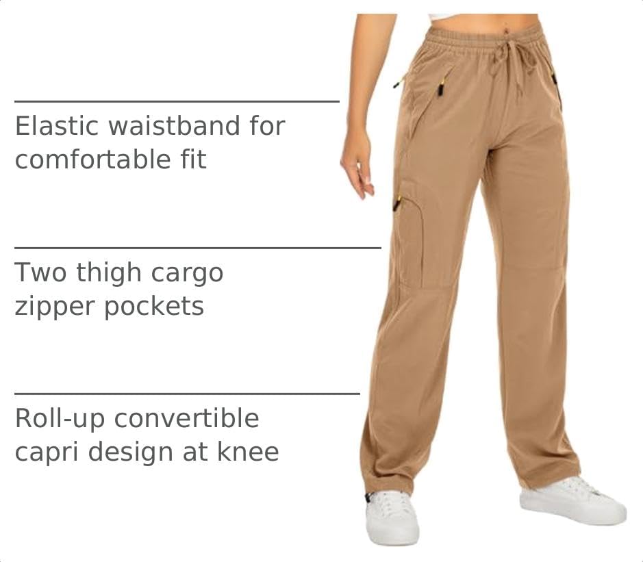 Toomett Women‘s Hiking Cargo Pants UPF 50 Quick Dry with Zipper Pockets - Image 4