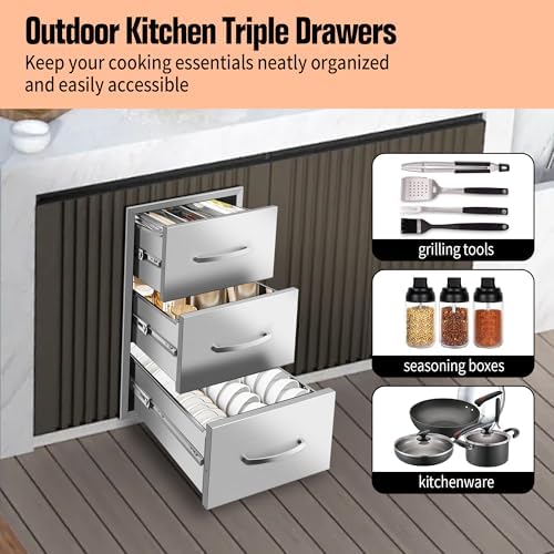 Outdoor Kitchen Drawers 16W x 28H x 20D Inch, Flush Mount Access BBQ Island Drawers for Outdoor Kitchens or Patio Grill Station - Image 3