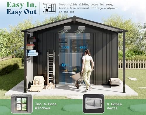 AMERLIFE 10x16.6x7.3 FT Outdoor Storage Shed with Lounge Area & 2 Windows - Image 5