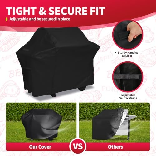 NEXCOVER 64 Inch Grill Cover - 600D Heavy Duty Waterproof and Weather Resistant BBQ Cover for Weber, Char Broil, Nexgrill, Brinkmann, Holland - Fade Resistant, Black - Image 4