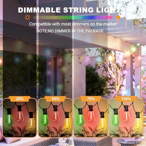 LAMPHOME 4-Pack 26Ft ST38 Outdoor String Lights, Multicolor Patio Lights with 48+4 ST38 Edison LED Shatterproof Colorful String Light for Outside Bistro Christmas Patio Party Decorations - Image 7