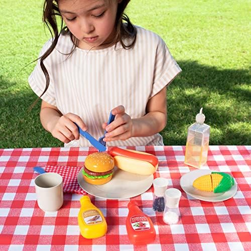 27 PCS Kids BBQ Grill Playset Backyard Barbecue Play Grill Toy Set for Kids, Play Food Sets for Kids Kitchen - Image 4