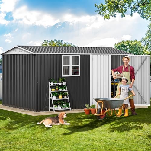 DWVO 12x8ft Large Outdoor Storage Shed with Window & Lockable Doors - Image 3