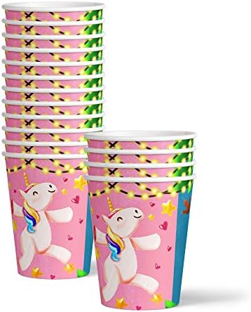 Unicorns & Dinos Joint Birthday Party Supplies Set Plates Napkins Cups Tableware Kit for 16 - Image 3