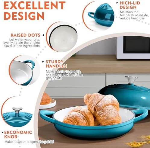 6 QT Enameled Cast Iron Round Bread Oven, Sourdough Dutch Oven - Image 4