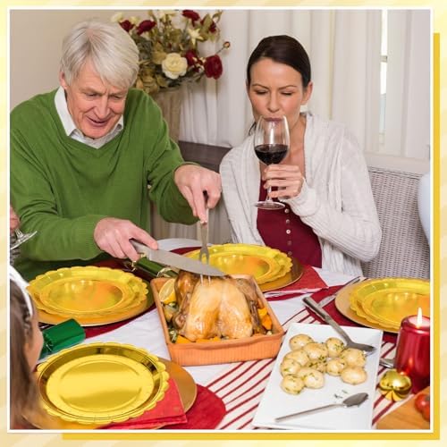 NatNarr 30-Pack 9-Inch Gold Scalloped Disposable Paper Dessert Plates - Image 6