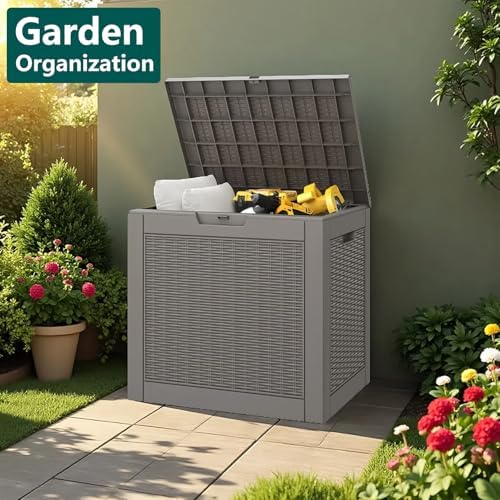 KAMABOKO Outdoor Storage Box, 30 Gallon Deck Box Outdoor Waterproof Small - Image 4