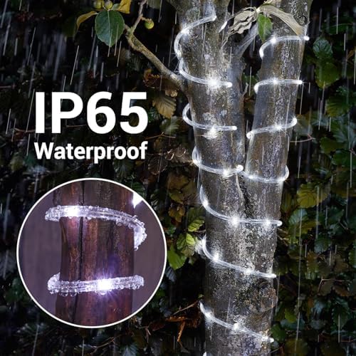 Solar Rope Lights, 66ft 200LED Solar String Lights, 8 Modes, Waterproof - Image 6