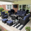 LayinSun 10 Pieces Outdoor Patio Furniture Set with Fire Pit Table by LayinSun