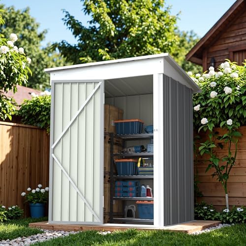 Greesum Outdoor Storage Shed 5 x 3 ft. Utility Tool Shed, Gray - Image 2