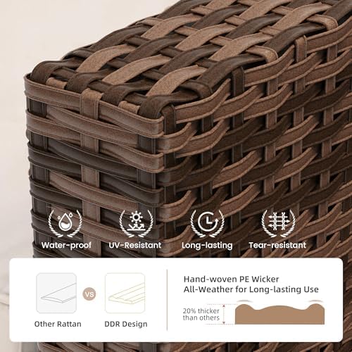 UDPATIO Patio Furniture Set, 6 Pieces Outdoor Furniture Sets with Rocking Swivel Chairs, Wicker Rattan Outdoor Conversation Set with Storage Table and Waterproof Covers for Backyard Deck Porch, Khaki - Image 5