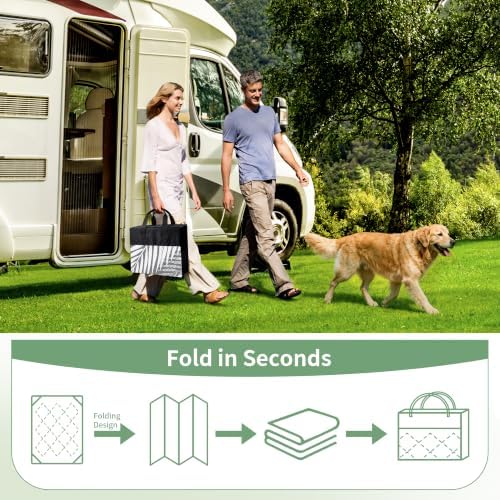 GENIMO Outdoor Rug, Waterproof Plastic Rugs 8'x16' for Camping Grey White - Image 6