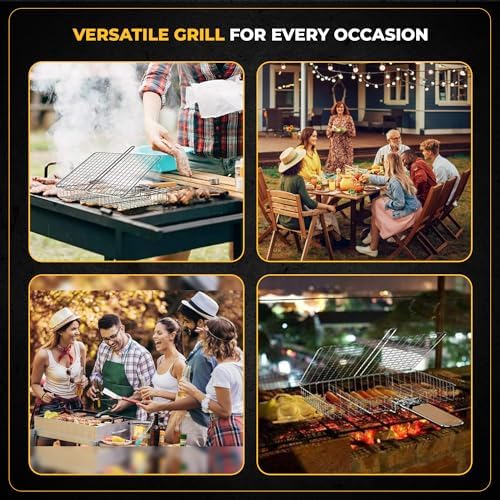 UPGRILLZ Fish Grill Baskets for Outdoor Grill Vegetables, Fish Grilling rack for Grill, BBQ Grilling Basket, Stainless steel Grill Basket for Veggies, shrimp - Image 6
