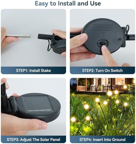Solar Garden Lights Outdoor Waterproof, 6 Pack 48 LED Swaying Firefly Lights Outdoor Decor Light for Pathway Party Christmas Decoration, Unique Gifts for Women, Warm White - Image 6