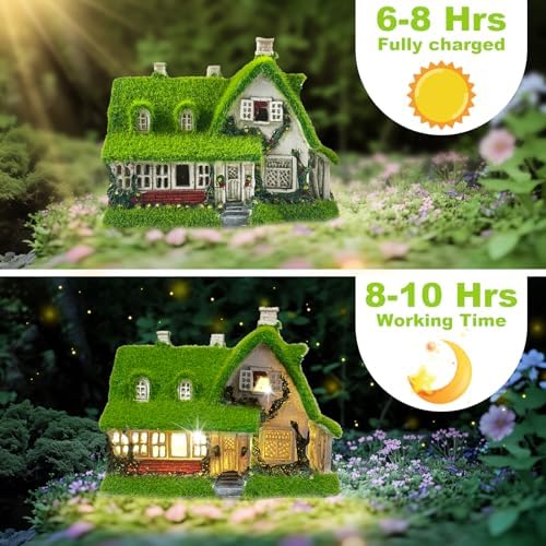 Solar Garden Outdoor Statue Light - Fairy House Lawn Decoration for Patio, Balcony, and Yard - Unique Gift for Any Occasion - Image 3
