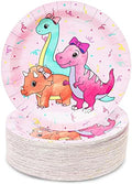 BLUE PANDA Happy Birthday Dinosaur Pastel Cake Paper Plates - 80-Pack, 9-Inch, Multicolor - Pink Dinosaur Party Plates for Birthday Party Tableware by BluePanda
