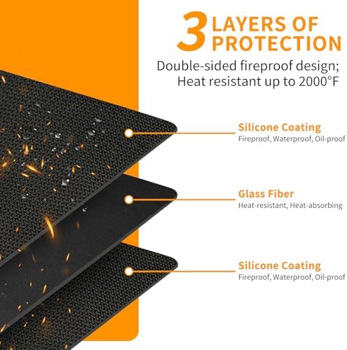 Easywave Under Grill Mat Heat Resistant, BBQ Fireproof Protector, Fireplace Floor Pad for Outdoor Grilling & Indoor Patio Waterproof Camping Mats Easy to Clean 70 x 48 Inch - Image 2