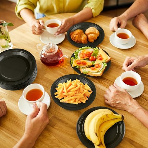 Breroa 72 Pcs Black Paper Plates 7 Inch Bulk Black Plates Disposable - Image 6
