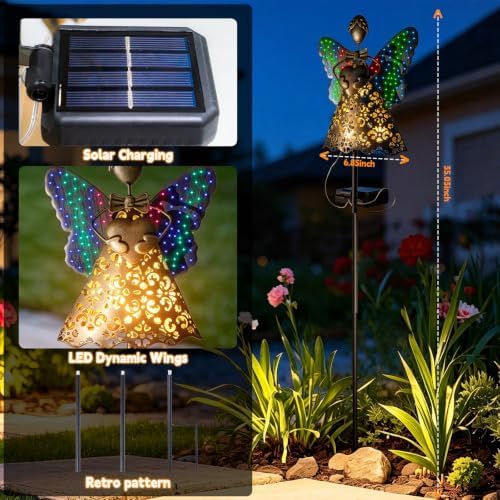 SRNPMIU Angel Solar Lights Outdoor Decor, Solar Angel Garden Decorations - Image 2