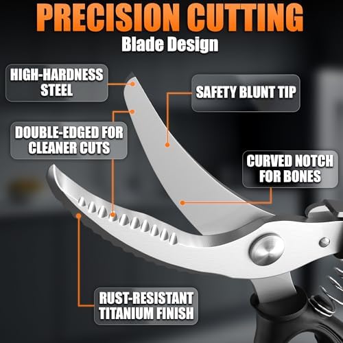 Poultry Shears Heavy Duty, Stainless Steel, 9.4 In, Safety Lock - Image 4
