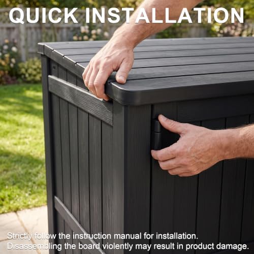 Outdoor Storage Box & Cabinet 36 Cu Ft, Patio Storage Box, Black - Image 4