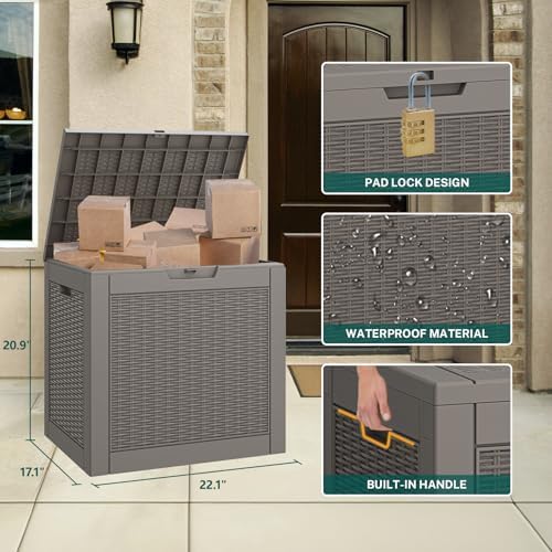 KAMABOKO Outdoor Storage Box, 30 Gallon Deck Box Outdoor Waterproof Small - Image 2