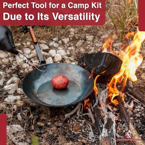 Armory Replicas™ Cottage Cookbook Heavy Duty Folding Frying Pan – Hand-Forged Steel with Walnut Wood Handle, Compact Outdoor Cookware - Image 5
