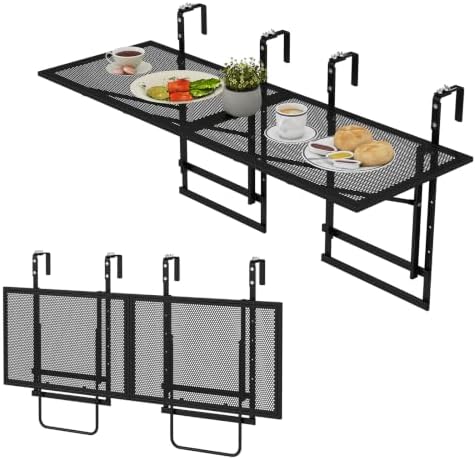 Tangkula 48" Folding Balcony Railing Table for 1.5"-3.5" Thick by TANGKULA