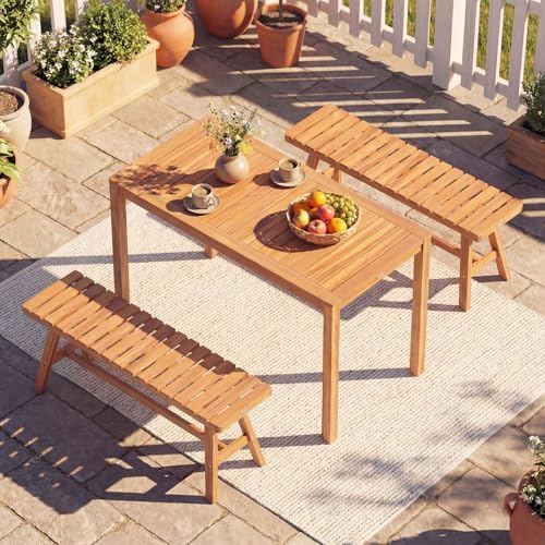 Tangkula Acacia Wood Outdoor Dining Table for 4-6 - Image 5
