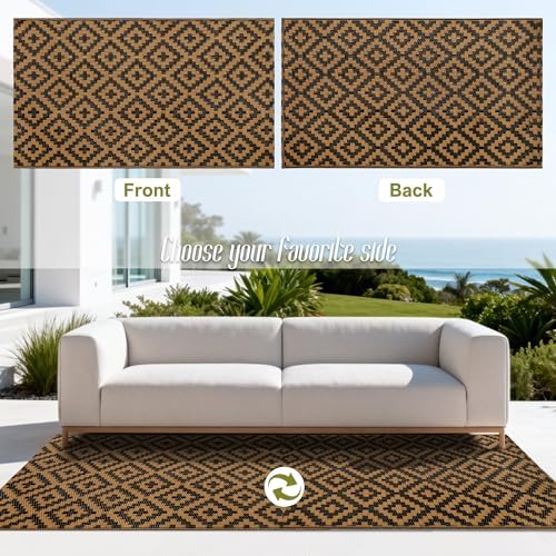 SAND MINE Reversible Mats, Plastic Straw Rug, Modern Area Rug, Large Floor Mat and Rug for Outdoors, RV, Patio, Backyard, Deck, Picnic, Beach, Trailer, Camping, Black & Brown, 3' x 5' - Image 3