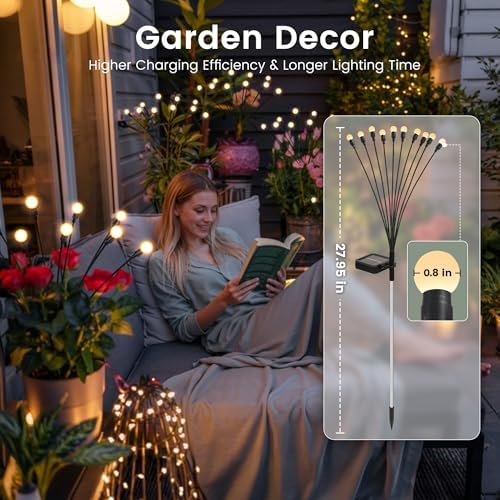Solar Garden Lights, 2Pack 20LED Swaying Solar Lights Outdoor - Image 5