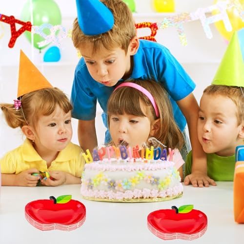 Woozettn 50 Pcs Red Apple Paper Plates Back to School Decorations,First Day of School Apple Shape Plates,Disposable Tableware Dinnerware for Preschool Graduation Party Supplies - Image 7
