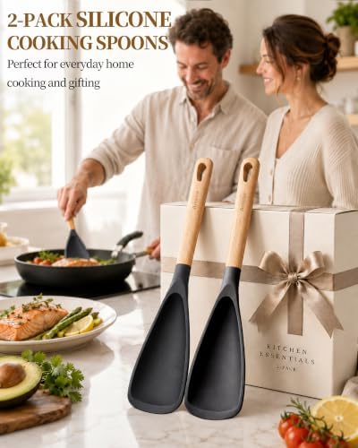 Astercook Cooking Spoon, 2 Pack, Nonstick Safe Silicone Spatula - Image 2